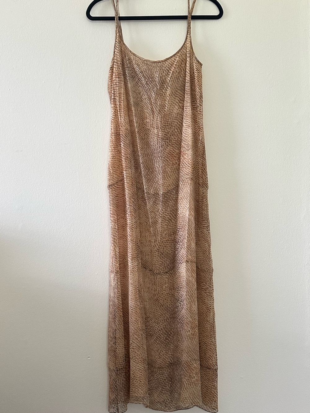 Anne Klein Silk Slip Tank Maxi Dress Nude/Brown Size 6